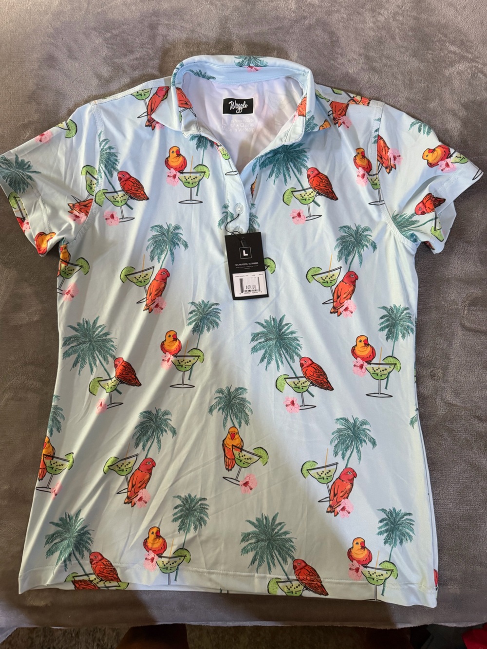 Wiggle Light Blue Tropical Parrot Polo Coverup